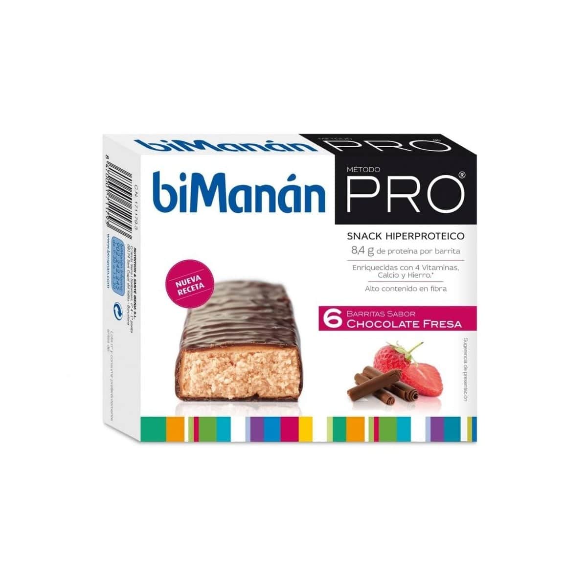 biManán Pro Barritas Chocolate Fresa 6 unidades